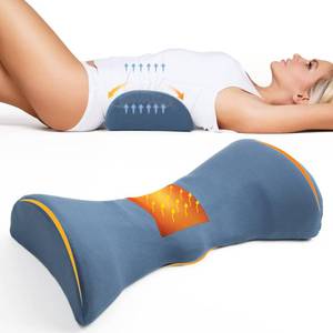 lot 4617 image: Cozyhealth Lumbar Support Pillow for Sleeping, Heated Lumbar Pillow with Graphene Heating for Lower Back Pain Relief, Memory Foam Lower Back Support Pillow Waist Cushion for Bed and Chair(Dark Blue)