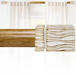 lot 4632 image: Wood Curtain Rods For Windows 28 to 48 Inches 1 Inch Diameter Heavy-Duty Adjustable Decorative Imitation Wood Grain Curtain Rod Square Striped Finials, For Bedrooms And Living Rooms .Size18-64