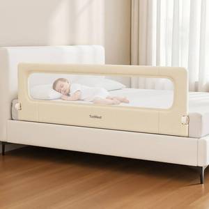 lot 4635 image: TodiNest Folding Bed Rail for Toddlers, Baby Bed Rail Guard with Reinforced Anchor Safety System, Toddler Bed Rails for King Size Beds, Twin, Full, Queen (Khaki, 71 L x 21.6 H)
