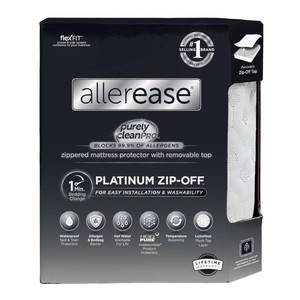lot 4642 image: AllerEase Platinum Zip-Off Top Waterproof Mattress Protector Twin 360 Degree Zipper Particle Barrier Temperature Balancing Luxurious Plush Top Separately Machine Washable Mattress Cover (White)