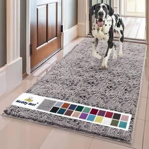 lot 4646 image: Muddy Mat�  Super Absorbent Door Mat Indoor, Microfiber Quick Dry Chenille Entryway Rug, Non-Slip Front Door Mat, Indoor Mats for Entryway, Machine Washable Pet Rug, Grey 60x24