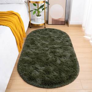 lot 4647 image: Goideal Fluffy Bedroom Rug, Small Oval Area Rugs, Olive Green Shag Bedside Carpet for Kids Room Nursery Dorm Cute Fuzzy Indoor Decor for Boy and Girl, 2.6 x 5.3 Feet