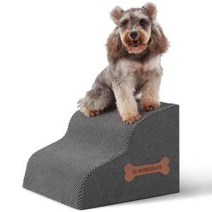 lot 4650 image: Dog Stairs for Small Dogs and Cats, 2 Steps Pet Stairs to Get on Couch Sofa and Chair, Indoor Non-Slip Balanced Portable Pet Step, High-Density Foam Ramp with Removable Washable Cover, Grey 11.8 H