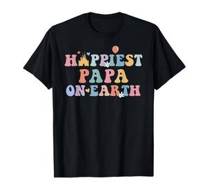 lot 4663 image: Happiest Papa On Earth, Fathers Day, Matching Family Trip T-Shirt small blue