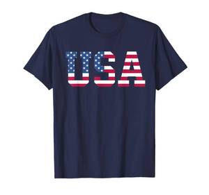 lot 4666 image: USA American Flag Patriotic Red White Blue Stars & Stripes T-Shirt 2XL