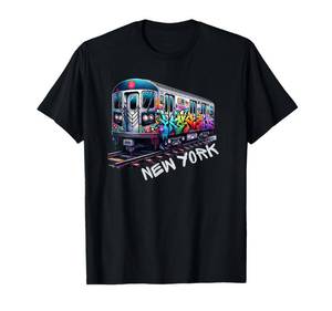 lot 4686 image: New York Train Graffiti Style, NYC Subway car Retro Vintage T-Shirt Large green