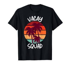 lot 4704 image: Vacay Squad Summer Vacation Family Friends Trip Palm Trees T-Shirt medium- Blue