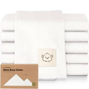 lot 4716 image: Organic Burp Cloths Baby Boy, Girl - 6-Pack Large 100% Cotton Burping Cloths for Babies, Spit Up Rags, Super Absorbent, Ultra Soft Newborn Rag, Gender Neutral, Machine Washable, Durable (Soft White)