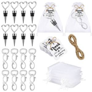 lot 4720 image: Tanlade 60 Pcs Wedding Party Favors for Guests Wine Stopper and Opener Love Set Love Forever Bridal Shower Favors with 100 Tags 60 Mesh Bags for Wedding Party Souvenir Decorations Supplies (Silver)
