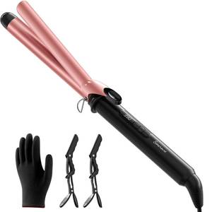 lot 4722 image: Dual Voltage Curling Iron 1 Inch Long Barrel Ceramic Fast-Heating Hair Styling Tool for Short &amp Long Hair, Travel Curling Wand with 12 Levels Smart Temperature Control and Safety Glove
