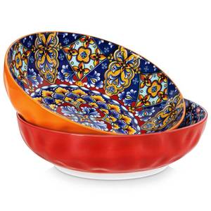 lot 4728 image: vancasso Large Serving Bowls, 78 Oz Extra Large Salad Bowls Set of 2, Bohemian Decorative Bowls for Salad, Fruit, Pasta and Dinner, Serving Dishes Set for Party, Dishwasher & Microwave Safe�Red