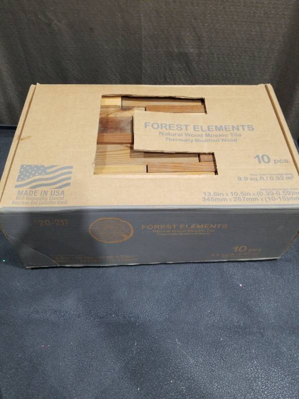 lot 4677 image: Forest Elements Natural Wood Mosaic Tiles - 10 Piece Set