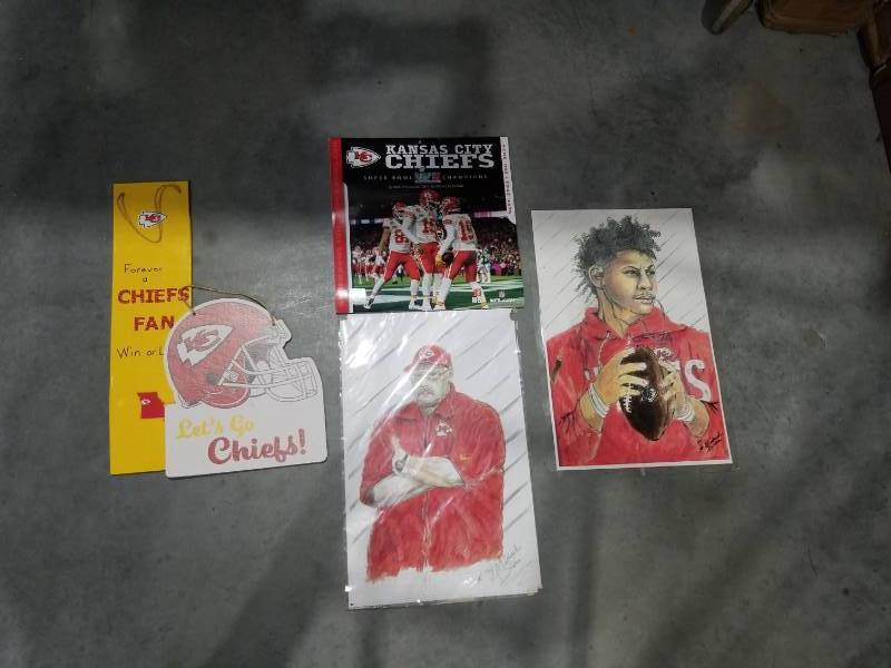 lot 1007 image: Kansas City Chiefs Collectible Bundle with Player Artwork and Calendar
