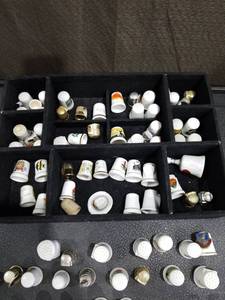 lot 4761 image: Collectible Thimble Collection with Display Case