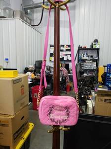 lot 4786 image: Juicy Couture Pink Quilted Crossbody Bag with Crown Design