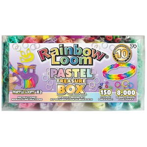 lot 4802 image: Rainbow Loom- Pastel Rubber Band Treasure Box Edition  8 000 High Quality Rubber Bands  150 Clips and Carrying Case Included  The Original Rubber Band Craft for Kids Ages 7 and Up