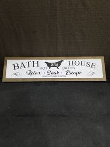 lot 4823 image: Bath House Hot Baths Wood Framed Wall Sign