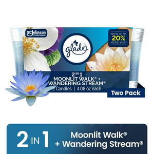 lot 4854 image: Glade 2in1 Single Wick Candles  Moonlight Walk  Wandering Stream  8.16 oz  2 Count