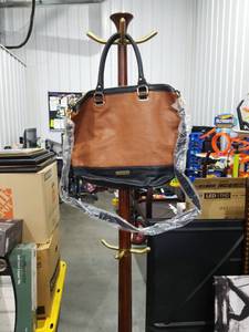 lot 4912 image: Steve Madden Two-Tone Leather Handbag with Tassel Detail