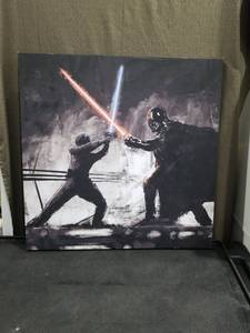 lot 4919 image: Star Wars Lightsaber Duel Canvas Wall Art