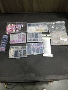 lot 4942 image: Mixed Bead Collection with Stringing Cord and Storage Organizers