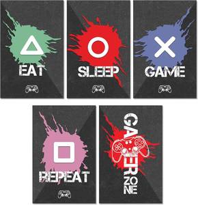 lot 3623 image: LOT OF 30 Packages AMERICAN LUXURY GIFTS Eat Sleep Game Repeat - Cool Gamer Wall Decor for Boys Room, Teen Gaming Setup - 11x17 Unframed Prints