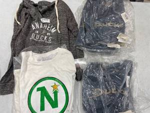 lot 64162 image: Lot of Anaheim Ducks and Minnesota North Star Retro Apparel - Officially Licensed