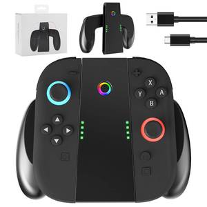 lot 3991 image: RHOTALL Controller Charging Grip for Nintendo Switch 2 joycons, Comfort Grip with Charging Indicator Light for Switch 2 Controller, Play While Charging, Type-C Charging Cable Black