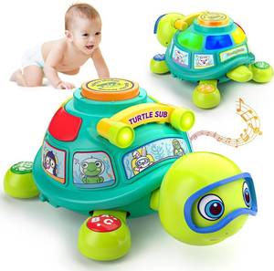 lot 3993 image: ToddlerCley Musical Turtle Baby Toys 6-12 Months, Bilingual Educational Crawling Toys 7 8 9 10 Months, Light up Infants Tummy Toy with Sound, Number, Letters, Gifts Present for Baby 4 5 6 12 Month
