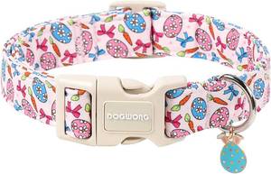 lot 4002 image: DOGWONG Easter Dog Collar-Cute Pink Easter Egg Dog Collar, Easter Cattot Collars Puppy Collar Gifts with Quick Release Buckle for Girl&Female Dogs,L