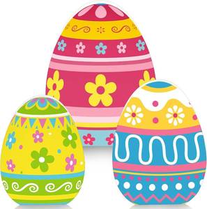 lot 4009 image: Threan 3 Pcs Easter Table Decoration Easter Egg Table Wooden Signs Spring Egg Wood Tabletop Centerpiece Decorations for Home Dining Room Party Office Decor