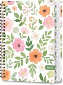 lot 4032 image: 2026 Planner, Weekly and Monthly Calendar Academic Planners, Jan 2026 - Dec 2026, Planning Agenda Notebook for Office School Supplies, Pale Flowers