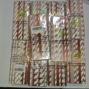 lot 4038 image: 10 Packs YAOSHENG 100 Pack Rose Gold Paper Straws Disposable, 100% Biodegradable Multi-Pattern Party Straws For Birthday, Wedding and Holiday Decoration (rose gold)