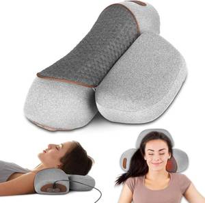 lot 4048 image: Pillow Massage Neck Hump, 3-in-1 Neck Massager Pillow with Heating & Cervical Traction, Memory Foam Support for Comfort, Ergonomic Cervical Massager for Back Shoulder Pain Relief (Light Grey)