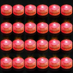 lot 4113 image: Mini Submersible LED Light, 24pcs Red Waterproof Flameless Candles Tealights, Underwater Batteery Powered Tea Lights for Wedding Home Vase Festival Party Decoration