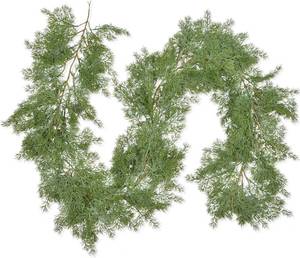lot 4117 image: Pine Garland Christmas Decoration Clearance, 6ft Christmas Greenery Garlands Realistic Cypress Leaves Cedar Garland for Holiday Mantel Fireplace Table Centerpiece Decor
