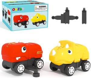 lot 4118 image: Magnetic Tiles Dinosaur Car Toddler Toys 3 4 5 Year Old Boys Girls, Magnetic Blocks Monster Car - 2 Dinosaur Lids and 2 Chassis, Compatible with Traversable on Magnet Roads.