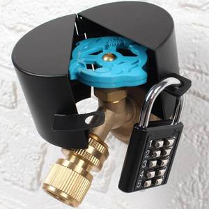 lot 4131 image: 4 Pack Outdoor Faucet Cover Outdoor Faucet Lock Multifunctional Protective Cover for Faucets and Valves, Prevent Water Stealing Faucet Lock Hose Lock Hose Bib Lock,Black