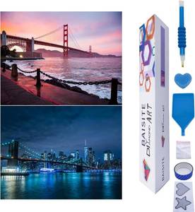 lot 4137 image: BAISITE Diamond Art Kits for Adults Beginners,2 Pack Round 5D Paint with Diamonds Pictures Full Drill Cross Stitch Home Wall Decor DIY Crafts Kits(12x16 Inches) BSTDPK827-828