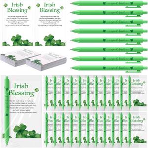 lot 4140 image: Eaasty 50 Sets St. Patricks Day Gifts Four Leaf Clover Ballpoint Pens Irish Blessing Notebooks Saint Patricks Day Green Party Favors for Coworkers Staff Teacher Team Office Supplies