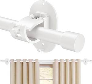lot 4142 image: Curtain Rods for Windows No Drilling 30 to 60 Inch, 58 Inch Splicing Drapery Rods, No drill Curtain Rod Set with 3M Self Adhesive Curtain Rod Brackets for IndoorOutdoor, Kitchen, White, 30-60