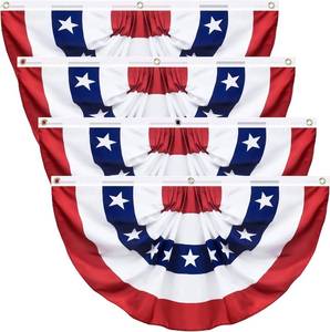 lot 4145 image: 4 Pack USA Pleated Fan Flag, 3 X 6 Feet American US Bunting Patriotic Half Fan Banner Flag Decoration, Memorial Day 4th of July Independence Day Fourth July Outdoor Decor