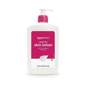 lot 4157 image: Amazon Basics Body Lotion For Dry Skin with Vitamins B5 & E, Clean Scent, 16 fl oz (Previously Solimo)