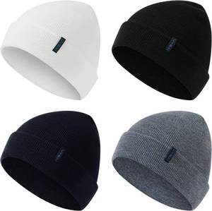 lot 4164 image: 4 Pack Beanies Winter Soft Warm Hats for Men Women Cozy Knitted Cuffed Unisex Skull Beanie