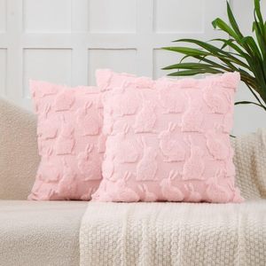 lot 4176 image: VAKADO Easter Throw Pillow Covers 20x20 Set of 2 Pink Bunny Rabbit Decoration Spring Festivals Gift Couch Decorative Cushion Covers Home Decor for Bed Sofa Bedroom Office