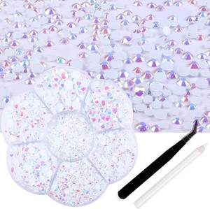 lot 4185 image: RODAKY 6000Pcs Jelly White AB Flatback Rhinestones for Crafts 2-6MM Size Resin Rhinestones for Nails Gems Nail Art Kit for DIY Crafts Shiny Diamond for Nails Design Face Makeup Tumblers Clothes