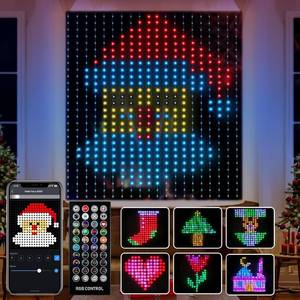 lot 4216 image: Amposei Smart Curtain Lights, 540 LEDs Curtain String Lights Outdoor, Smart Christmas Lights, Dynamic DIY Light, Music Sync Color Changing Holiday Lights with APP Remote Control for Backdrop Bedroom - Retail $79.99