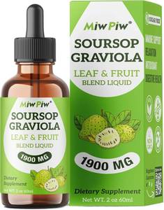 lot 4232 image: Soursop Graviola Liquid Drops 1900 MG (2 Fl Oz) - Herbal Cleanse Support with Soursop Bitter Leaf & Fruit - Immunity & Relaxation, Sugar Free, Natural Flavor, Non GMO