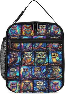 lot 4255 image: Owl Lunch Box - Cute Reusable Owl Lunch Bag for Women Men Kids - Small Portable Foldable Insulated Lunchbox for School Work Picnic