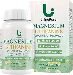 lot 4267 image: LOT of TWO - Triple Magnesium Complex with L-Theanine  200mg Magnesium (from Glycinate, Malate, Citrate)  100mg L-Theanine  Sleep & Stress Relief Supplement  90 Capsules